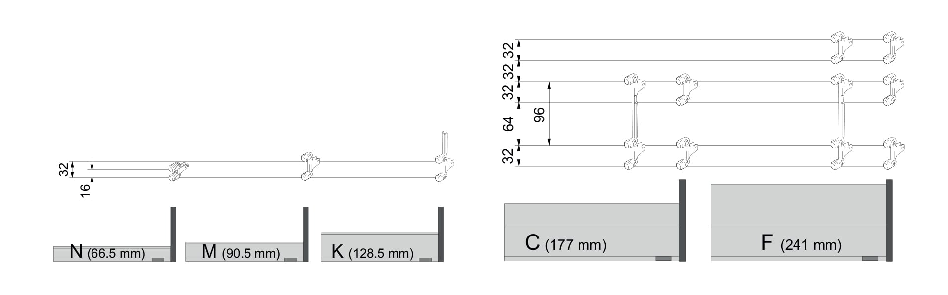 Schéma Attache-façade par hauteur de côté